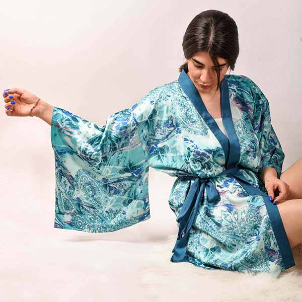 ربدوشامبر کیمونو کوتاه ابریشمی زنانه