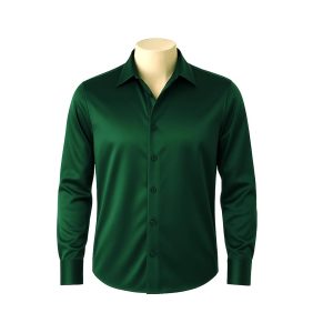 پیراهن یقه مردانه ساتن سبز