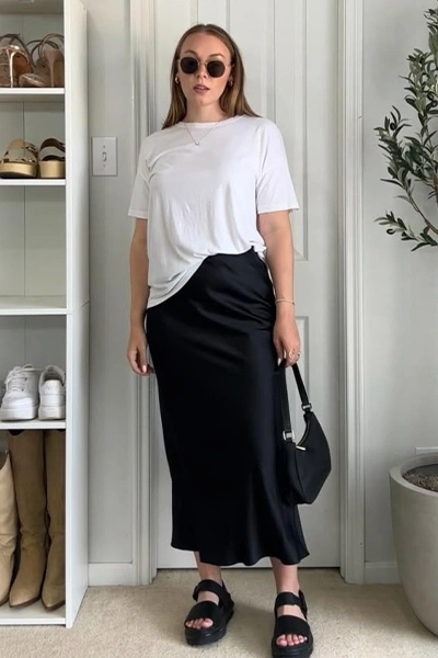 استایل تابستانی با دامن ساتن