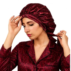 کلاه خواب ابریشمی زرشکی