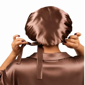 کلاه خواب ابریشمی قهوه‌ای